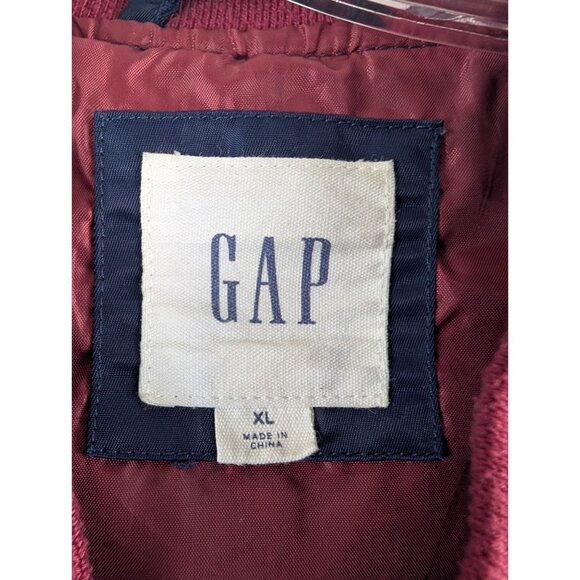 Gap Varsity Bomber Jacket Mens XL Navy Burgundy Full Zip Button Pockets Retro - Picture 5 of 10
